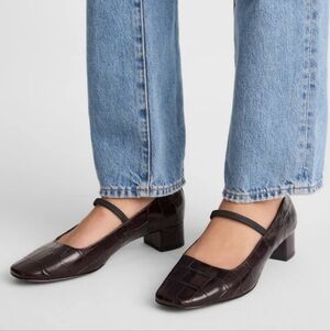 Madewell The Greta Pump - Coffee Bean Croc - Size 8.5/ NX094